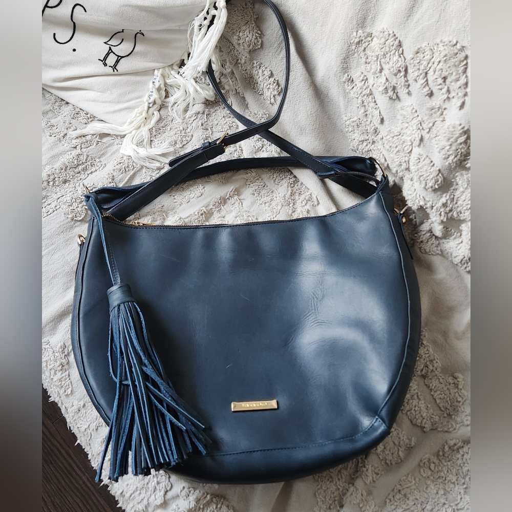Stunning navy leather large purse